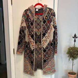 Colorful Geometric Hooded Cardigan